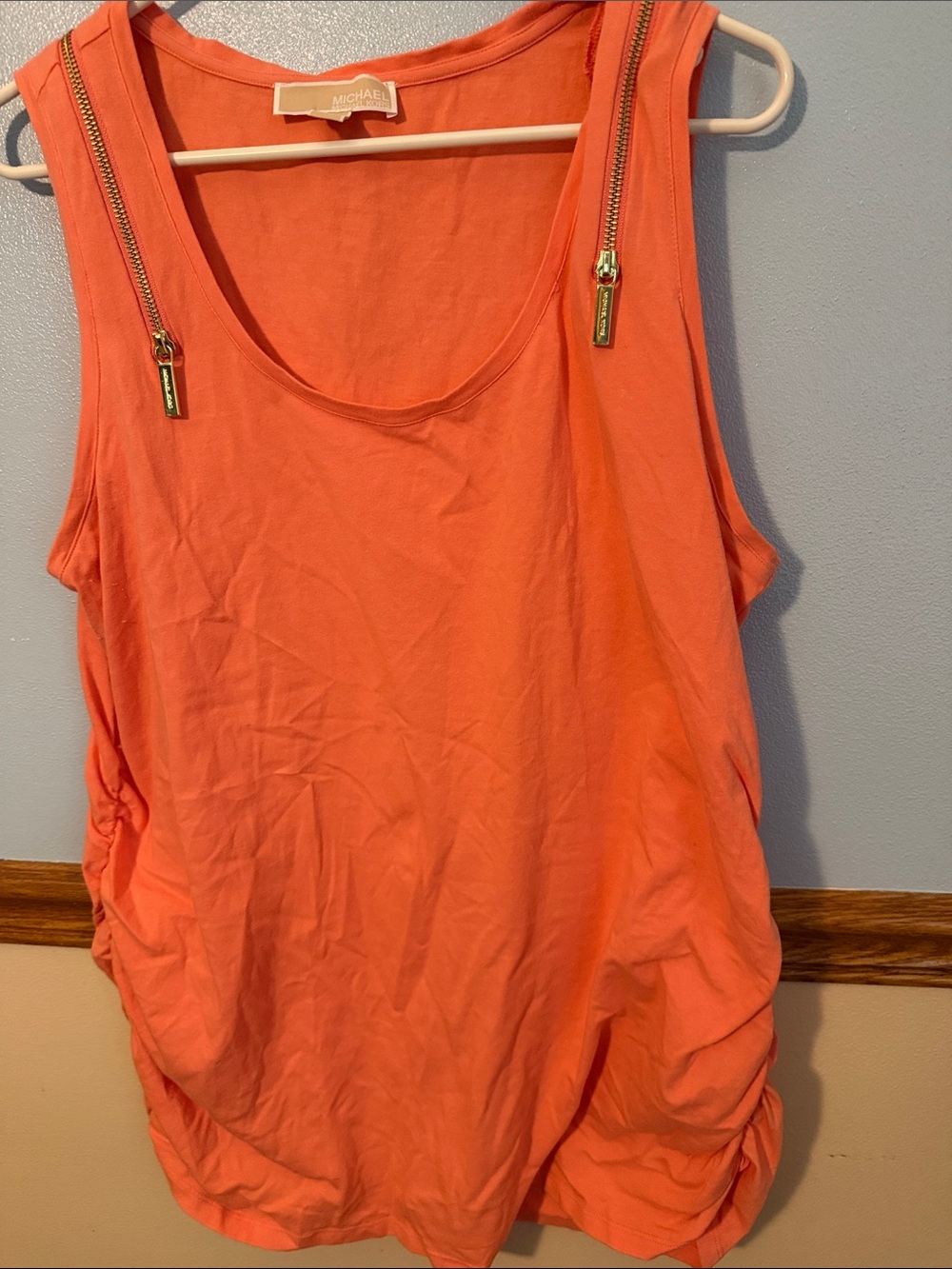 Michael Kors Coral Sleeveless Tank with Gold Zipper Details Size 2X
